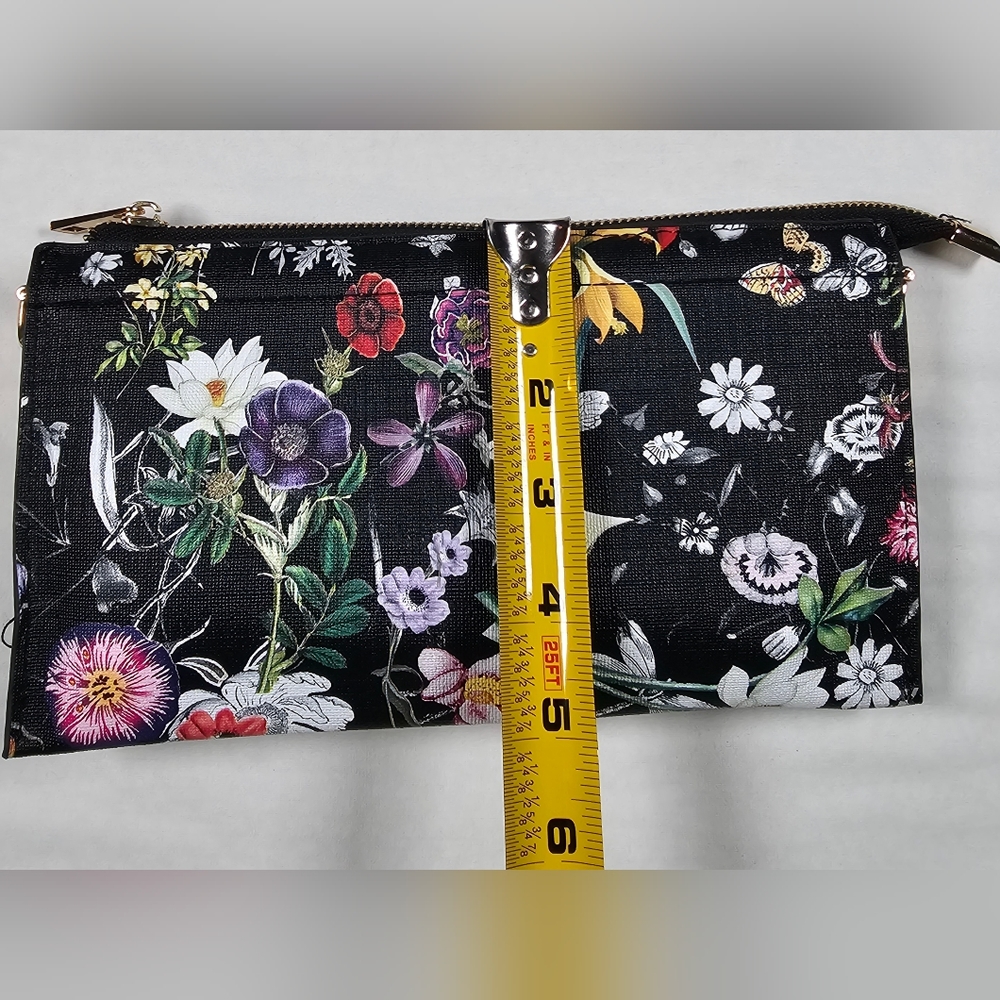 Multi Floral Midnight Garden Crossbody Wristlet Purse Pocketbook Handbag NEW - Picture 6 of 8